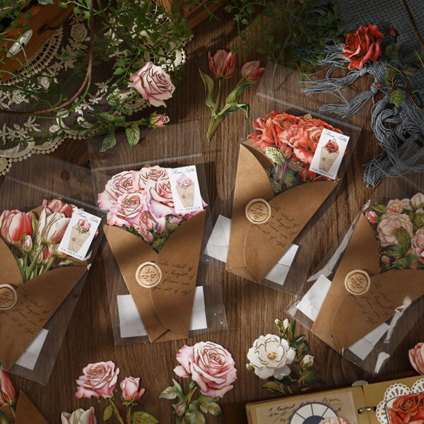 Material Pack Flower Retro Gold-stamped Bouquet 8PCS - Image 2
