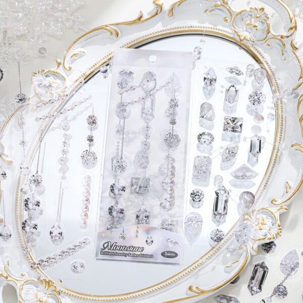 Pre-cut PET stickers Gemstone and Diamond Theme 3 Sheets - Image 2