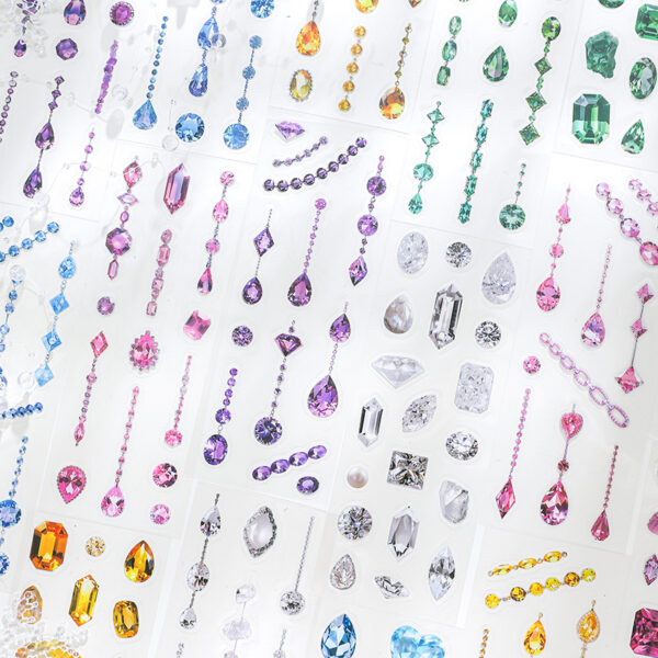 Pre-cut PET stickers Gemstone and Diamond Theme 3 Sheets - Image 10