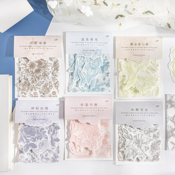 Stickers Flowers Morandi Color Plant Theme Stickers 12 PCS - Image 15