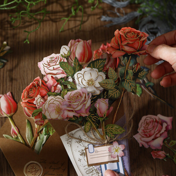 Material Pack Flower Retro Gold-stamped Bouquet 8PCS - Image 12