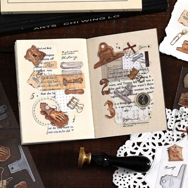 PET stickers Retro decorative stickers 6 Sheets - Image 3