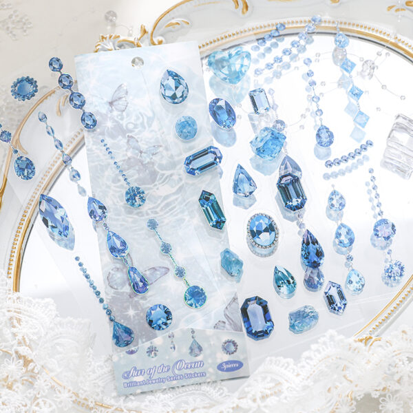 Pre-cut PET stickers Gemstone and Diamond Theme 3 Sheets - Image 3