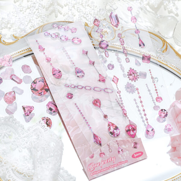 Pre-cut PET stickers Gemstone and Diamond Theme 3 Sheets - Image 4