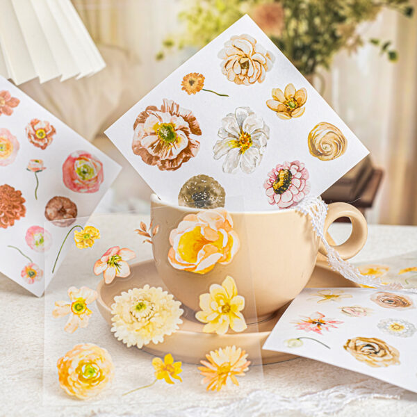 PET Sticker Flower Theme Stickers 10 sheets - Image 5