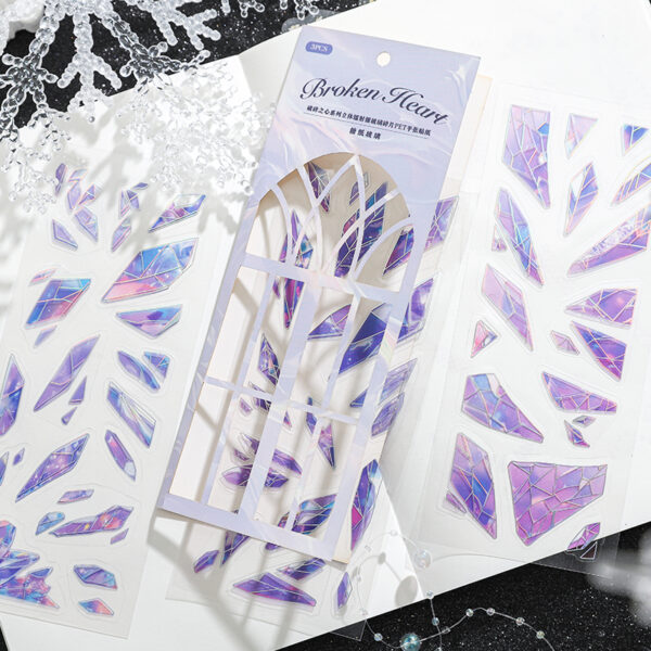 Pre-cut PET stickers Glass Fragments Theme 3 Sheets - Image 5