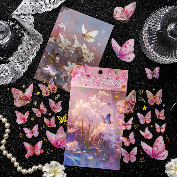 PET stickers twinkling butterfly series gold stamping 4 Sheets - Image 4