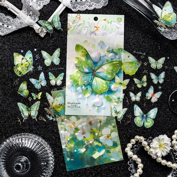 PET stickers twinkling butterfly series gold stamping 4 Sheets - Image 5