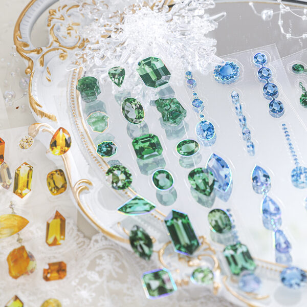 Pre-cut PET stickers Gemstone and Diamond Theme 3 Sheets