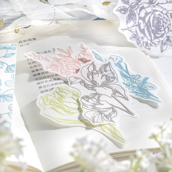 Stickers Flowers Morandi Color Plant Theme Stickers 12 PCS - Image 7