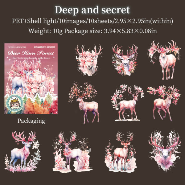Sticker Pack Deer Theme Shell Light Stickers 10PCS - Image 7