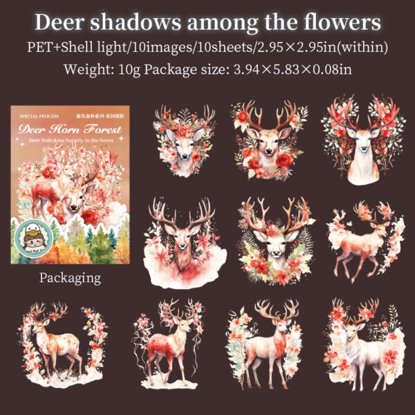 Sticker Pack Deer Theme Shell Light Stickers 10PCS - Image 8