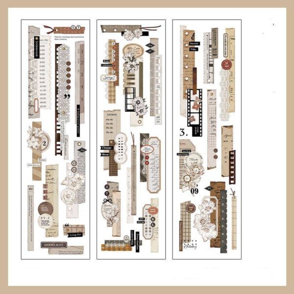 PET stickers Retro decorative stickers 6 Sheets - Image 7