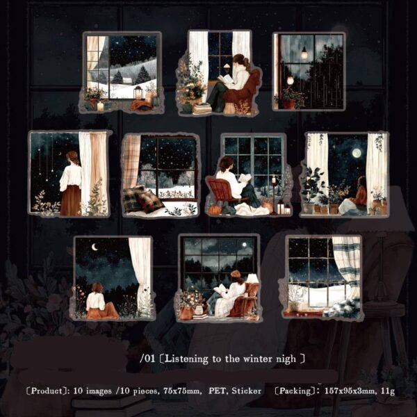 PET stickers Window Scene Theme 10PCS - Image 6