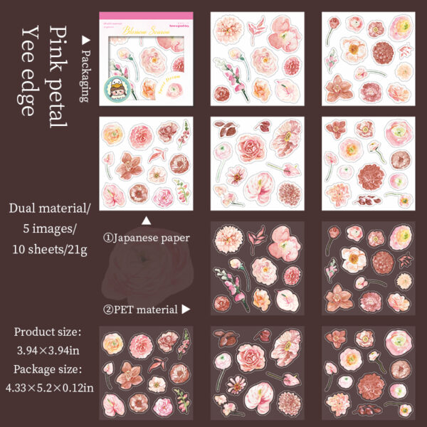 PET Sticker Flower Theme Stickers 10 sheets - Image 9