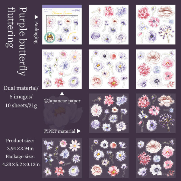 PET Sticker Flower Theme Stickers 10 sheets - Image 10