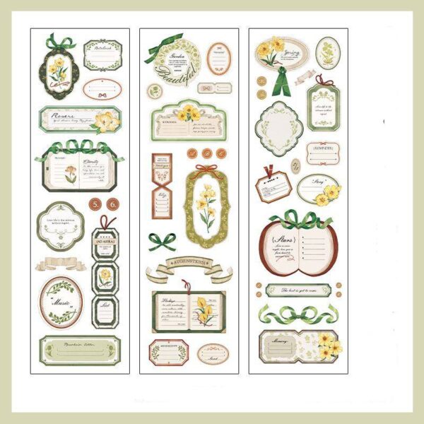 PET stickers Retro decorative stickers 6 Sheets - Image 6
