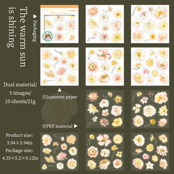 PET Sticker Flower Theme Stickers 10 sheets - Image 11