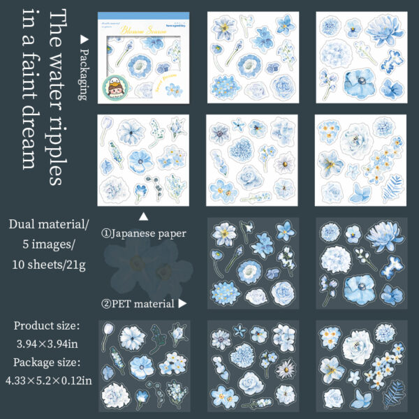 PET Sticker Flower Theme Stickers 10 sheets - Image 12