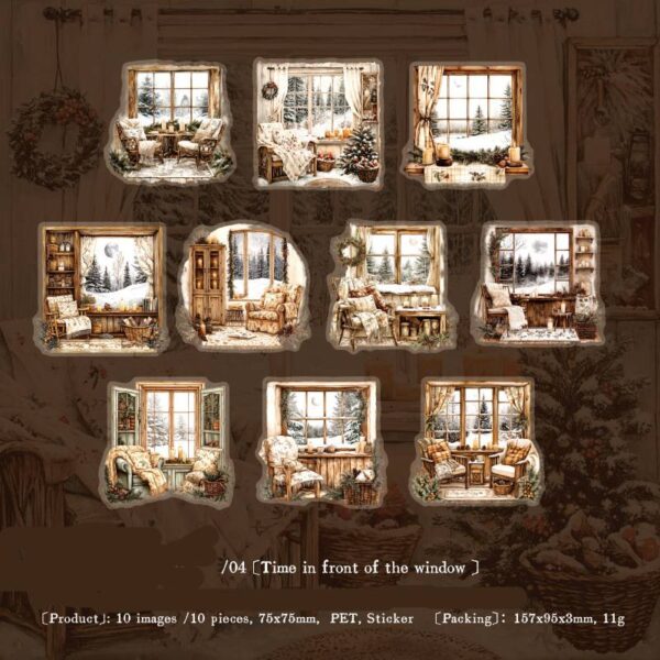 PET stickers Window Scene Theme 10PCS - Image 8