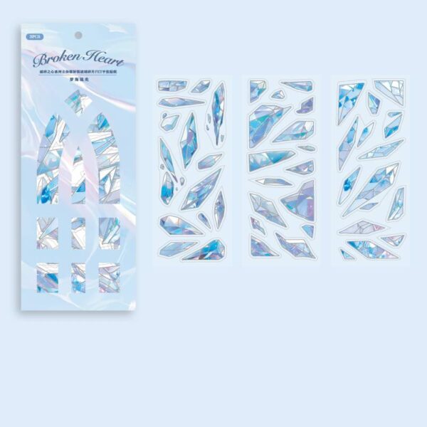 Pre-cut PET stickers Glass Fragments Theme 3 Sheets - Image 10