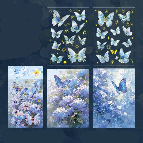 PET stickers twinkling butterfly series gold stamping 4 Sheets - Image 10