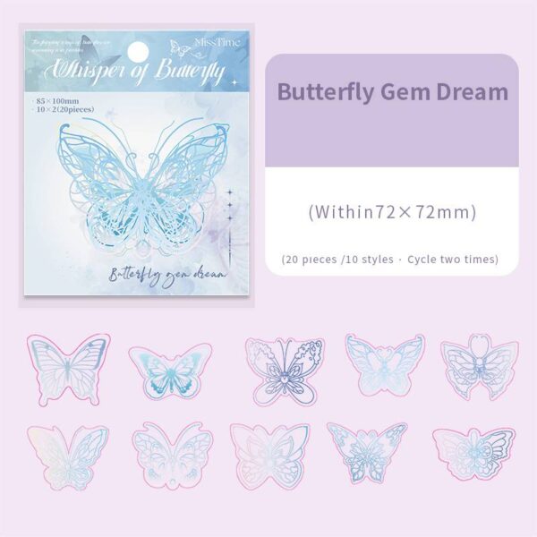 PET sticker pack Butterfly Theme Stickers 20PCS - Image 13
