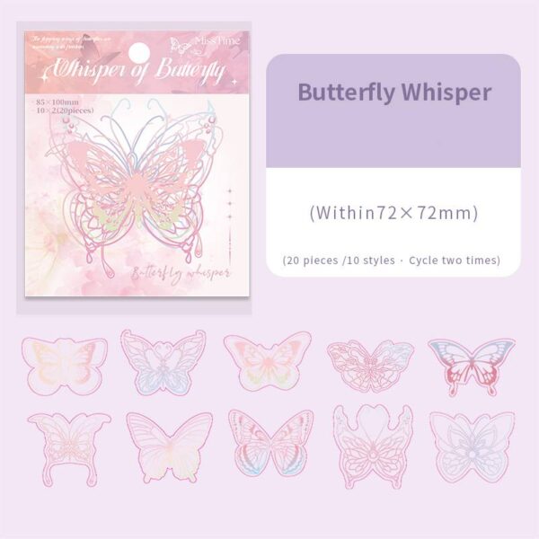 PET sticker pack Butterfly Theme Stickers 20PCS - Image 11