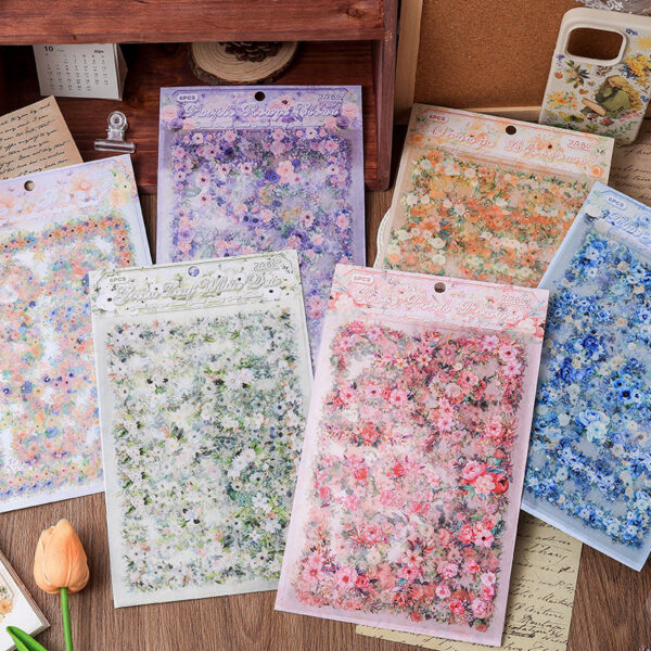Stickers Fragrant Whisper Series Flower Theme Stickers 6 Sheets