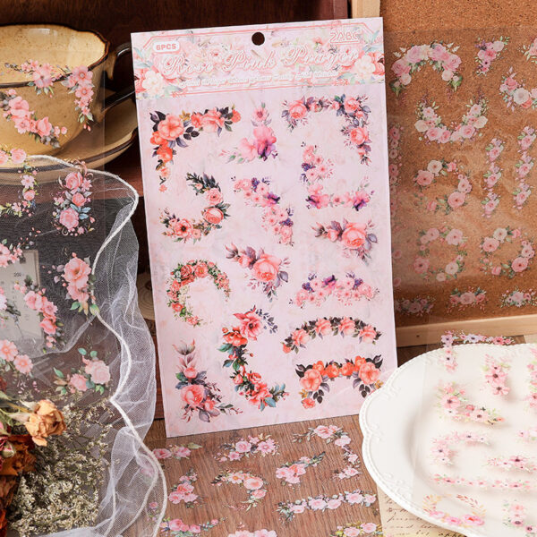 Stickers Fragrant Whisper Series Flower Theme Stickers 6 Sheets - Image 4