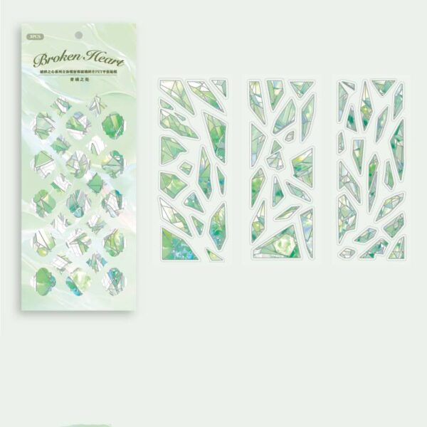 Pre-cut PET stickers Glass Fragments Theme 3 Sheets - Image 11