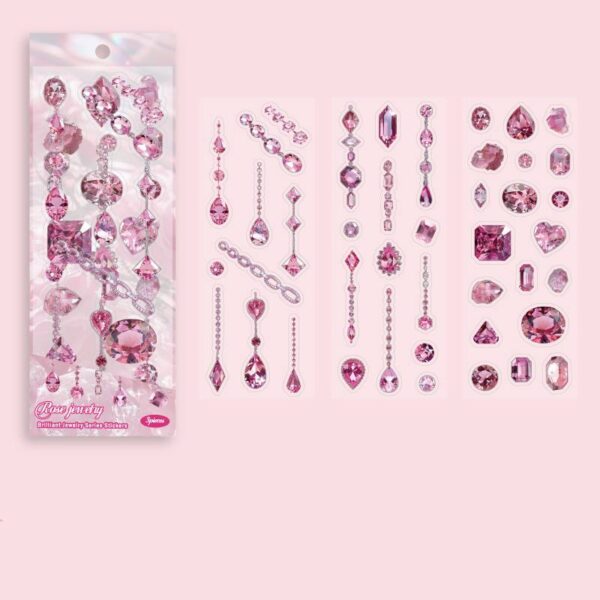 Pre-cut PET stickers Gemstone and Diamond Theme 3 Sheets - Image 13