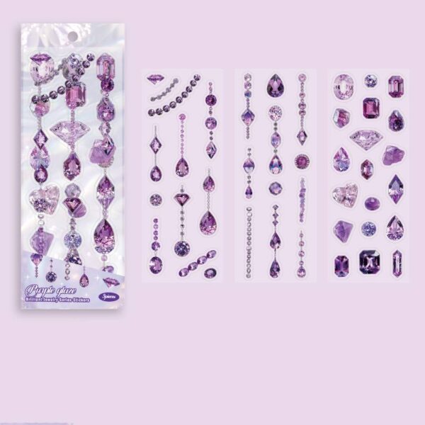 Pre-cut PET stickers Gemstone and Diamond Theme 3 Sheets - Image 14