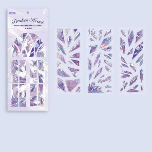 Pre-cut PET stickers Glass Fragments Theme 3 Sheets - Image 14