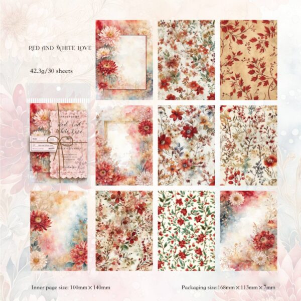 Decorative Paper Vintage Flower Theme 30 Sheets - Image 9