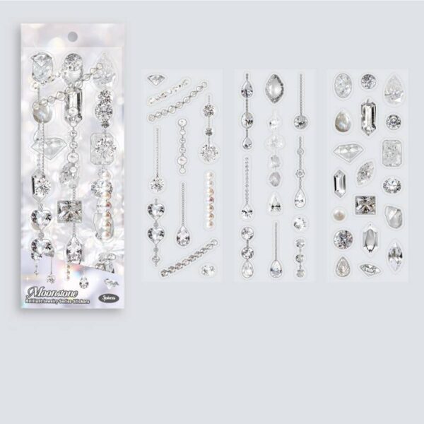 Pre-cut PET stickers Gemstone and Diamond Theme 3 Sheets - Image 15