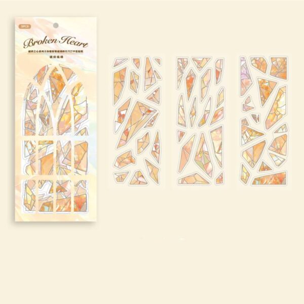 Pre-cut PET stickers Glass Fragments Theme 3 Sheets - Image 15