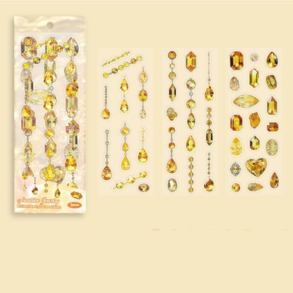 Pre-cut PET stickers Gemstone and Diamond Theme 3 Sheets - Image 16