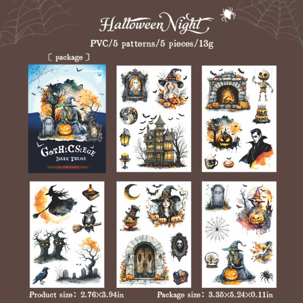 Transfer stickers Gothic Siege series Dark Gothic style 5 sheets - Image 9