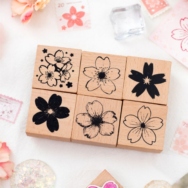 Stamp Set Cherry Blossom Theme 6PCS - Image 3