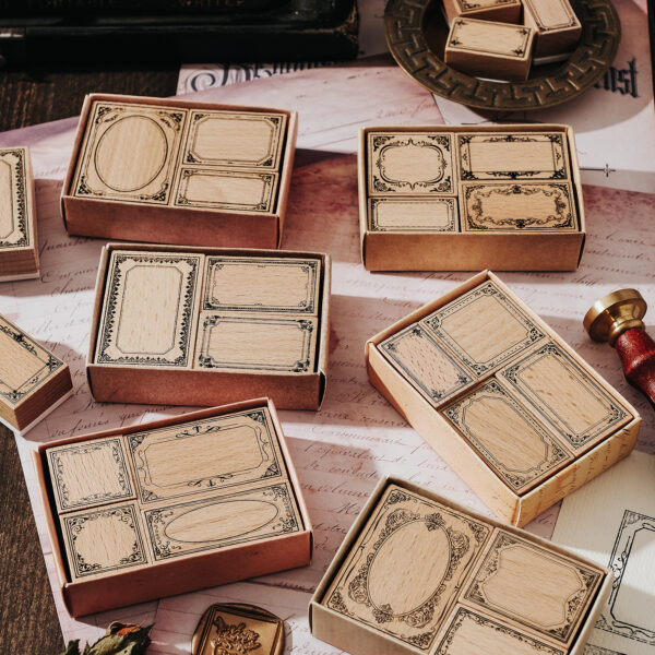 Stamp Wooden Seal Set Baroque Fantasy Series Border Theme - Image 3