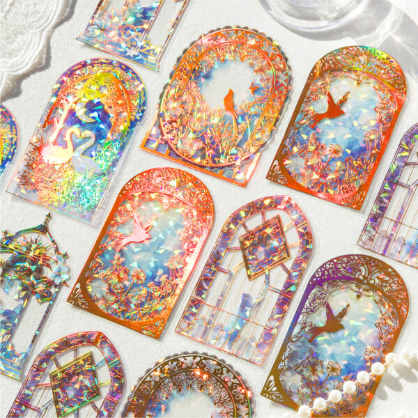 PET sticker pack 3D laser gold stickers 10 pieces - Image 5