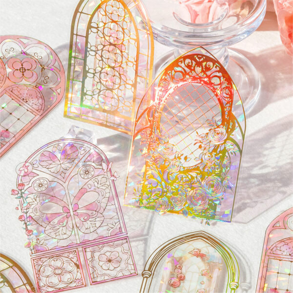 PET sticker pack 3D laser gold stickers 10 pieces - Image 8