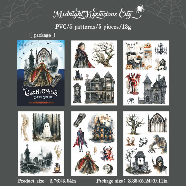 Transfer stickers Gothic Siege series Dark Gothic style 5 sheets - Image 10