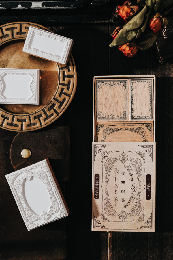 Stamp Wooden Seal Set Baroque Fantasy Series Border Theme - Image 9