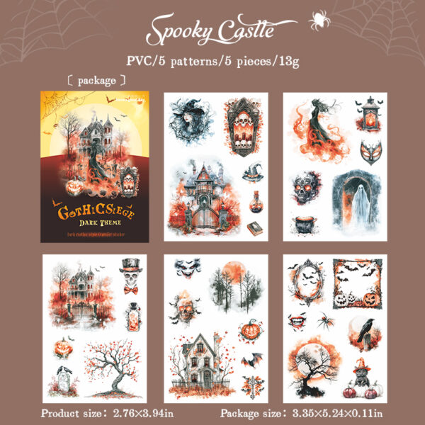 Transfer stickers Gothic Siege series Dark Gothic style 5 sheets - Image 11