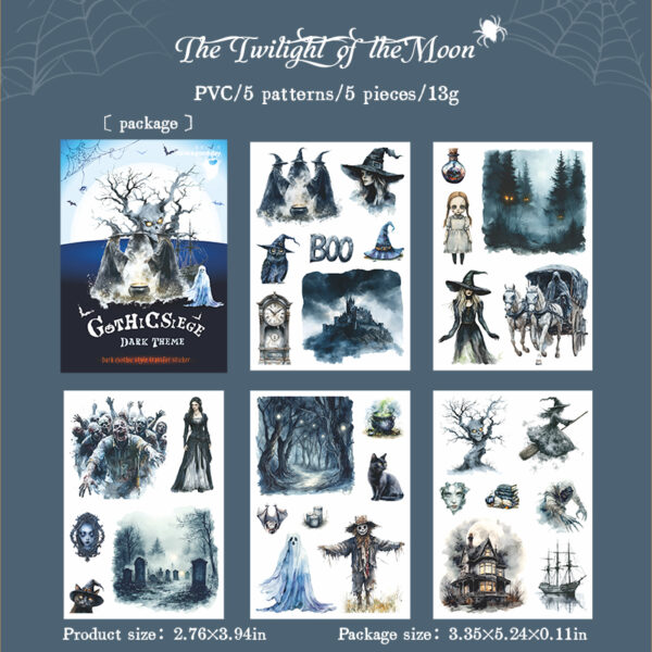 Transfer stickers Gothic Siege series Dark Gothic style 5 sheets - Image 12