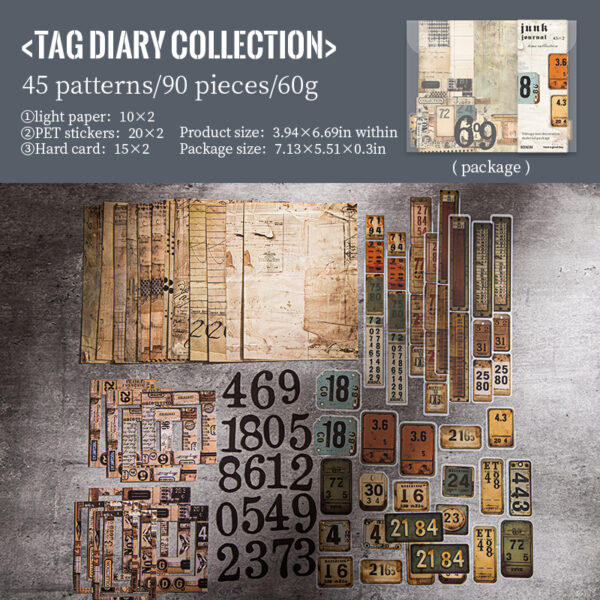 Material Pack Time Collection Vintage Stickers & Papers 90pcs - Image 9
