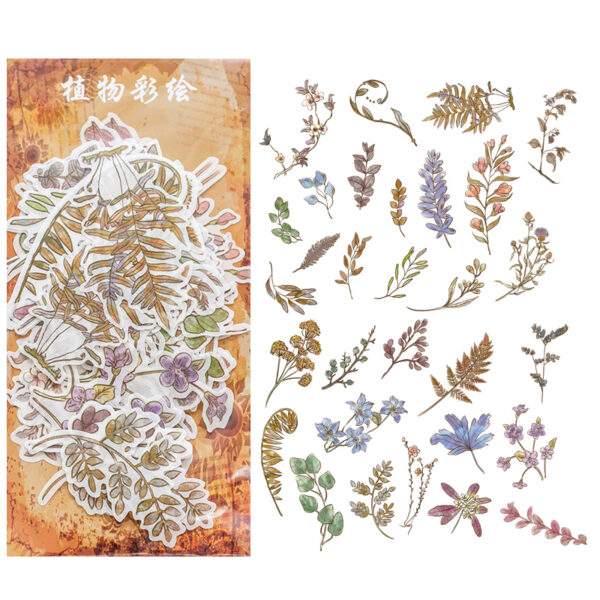 Washi sticker pack Retro plant theme stickers 60PCS - Image 11