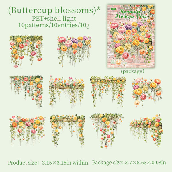 PET Stickers Flower Landscaping Stickers 10pcs - Image 8